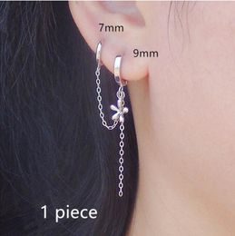 925 sterling silver earring original design Chain star conical triangle Double pierced hole ear ring ear bone trend boy girl jew240G