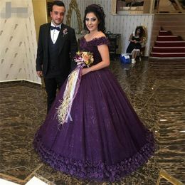 purple v neck robe de soiree princess shining tulle ball gown prom dresses vestido de festa evening dress pageant formal party dress