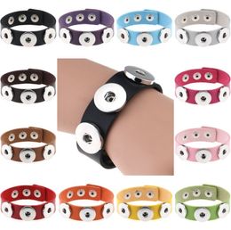 2020 Wholesale Snap Button Bracelet&Bangles 14 Colour High quality PU leather Bracelets For Women 18mm Snap Button Jewellery