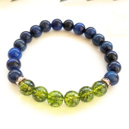 MG0899 8 MM A Grade Blue Tiger Eye Bracelet Men`s Natural Olivine Quartz Bracelet High Quality Aromatherapy Bracelet