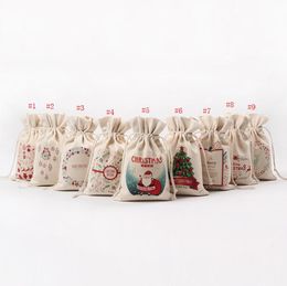 Hot sale Christmas Gift Bag Pure Cotton Handmade Canvas Drawstring Sack Bags Candy wrapped gift bag SN1799