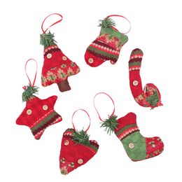Christmas Decorations Christmas Tree Pendants Creative Christmas Socks Canes Gift Ornaments Scene Dressing Up Supplies Free Shipping