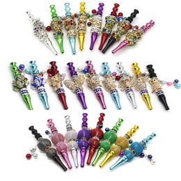 wholesale Handmade metal hookah tips blunt holder with rhinestones smoking pipe 6 style hookah mouthpiece for women