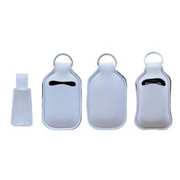 Neoprene Hand Sanitizer Bottle Holder Blank Lipstick Holder Keychain Bags 30ML Perfume Hand Washing Fluid Bottle White for Sublimation A02