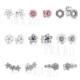 2021 Fashion Silver 925 stud Sparkling Pavé, Pink Daisy Flower, Honeycomb Hexagon, Trio Earrings Original Woman Jewellery Gift