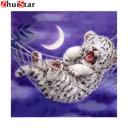 Diamond Mosaic Animals Full Square Crystal Icon Diamond Embroidery Baby Tiger Cross Stitch Rhinestones Pattern Wall Decor XY1