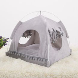 Мягкий гнездо Питомник кровать пещерный дом спальный мешок коврик для палатки палатка домашние животные зимние теплые уютные кровати S-XL 2 цвета кровати для домашних животных для кошек собаки