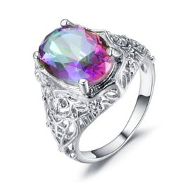 Creative Fashion Ring Inlaid With Colourful Zircon Personality Trendy Egg-shaped Ring Female Engagement Banquet Perfect Match