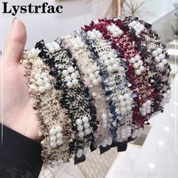 Lystrfac Korean Ins Simple Raw Burrs Beaded Pearl Hairband for Women Girls Hair Hoop Headband Ladies Hair Accessories