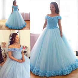 Blue Off Shoulder Wedding Dresses Princess Bridal Ball Gowns Lace Appliques Wedding Gowns Petites Plus Size Custom Made