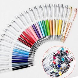 Writing Gift DIY Empty Tube Metal Ballpoint Pens Self-filling Floating Glitter Dried Flower Crystal Pen Ballpoint Pens 27 Color LX2753