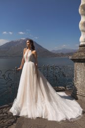 Elegant Wedding Dresses Bridal Gowns for Girls V Neck Beading Lace Applique Wedding Gowns Court Train robe de mariée custom made