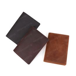 Men Cow Leather Passport Cover Vintage Men Wallet with Passport Holder Document Case