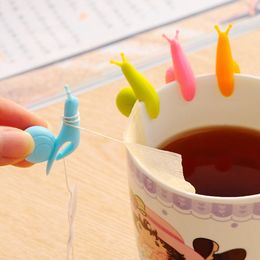 Snail Squirrel Shape Silicone Tea Bag Holder Cup Mug Tea Bag Clip Candy Colors Gift Set Good Teas Tools Infuser Silicone Tea Bag Holder