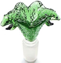 Glass Bowls Two Head Snake Style Green Color 14mm 18mm bowl Male Bowl Piece For Glass Water Bongs Pipe Made By Order OEM