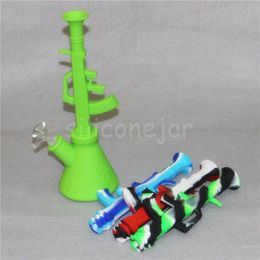 silicone beaker bong Water Pipe Colourful Hookahs Dab rig shiasha hookah portable silicon bongs with 14mm glass bowl