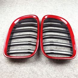 Custom Made Red Carbon Fibre Car Mesh Grille For BMW 7 Series F01 Double Line Front Bumper Lip Kidney Grilles