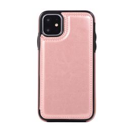 For Iphone 11Pro Max XS XR X 8 7 6Plus 5 SE Double Buckle Magnetic Clasp Durable Leather Kickstand Card Slots Case