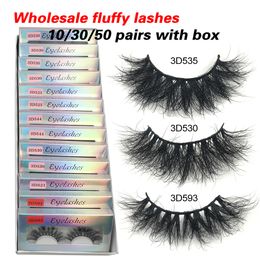 RED SIREN10/30/50 Fluffy Mink Eyelashes Wholesale Lashes with Box Soft Volume Natural Eyelasehs Makeup 3d Mink Lashes In Bulk CX200810