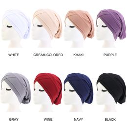 Muslim Women Stretchy Hijabs Hat turban scarf bottoming hat Cancer Beanies chemo cap Plain Hijabs Caps Ethnic Headwear