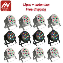 12pcs 18*1w RGB LED Par Can Light Battery Wash Uplight DJ Club DMX Uplighting Wedding Wall Washer Effect with Remote