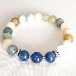 MG0809 Bamboo Leaf Jasper Bracelet Essential Oil Diffuser Bracelet Yop Grade Blue Kyanite Negative Energy Protection Bracelet