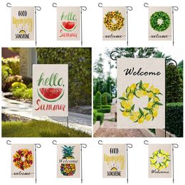 Garden Flag garden sign summer welcome yard outdoor party pineapple decoration Banner Flags 47*32CM 50pcs T2I51434