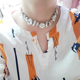 Big Shinning Clear Stones Statement Choker Necklace For Women Bridal Wedding Party Collares Classic Geometric Fashion Jewelry