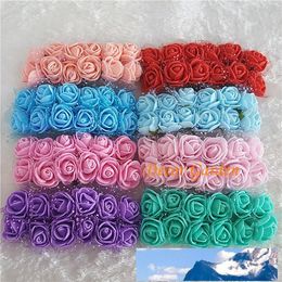 Artificial Rose Flower Wholesale- PE Rose Wedding Flower Decoration Scrapbooking Foam Artificial Mini Silk Flowers Bouquet Solid