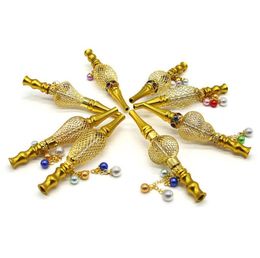 Beads Pendant Cigarette Holder Pipe Tools Removable Hookahs Tips Inlay Hookah Shisha Plated Gold Metal Lantern New Products 12jk F2