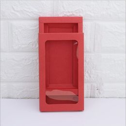 Hot simple Kraft Cardboard Phone Case Packaging Box Red/White/Brown/Black Paper Drawer Box With Clear Window