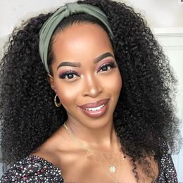 Neue Stirnband -Perücken für schwarze Frauen menschliches Haar Perücken 150%Dichte Keine Spitze vordere Perücken Brizilian Virgin Hair Machine MAD