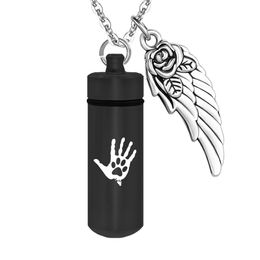 Pet/Human Ashes Keepsake Cremation Aluminum Alloy Cylinder Pendant Urn Memorial Jewelry With Pretty Package Bag