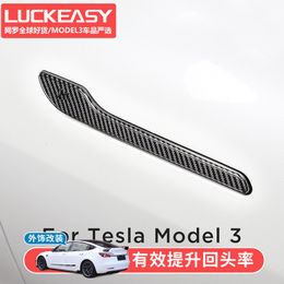 for Tesla Model 3 door handle decoration patch carbon fiber pattern outside handle modification accessories