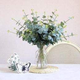 Eucalyptus leaf imitation green plant Decorative Flowers money leafs arrangement with grass pseudoplant Nordic Plants