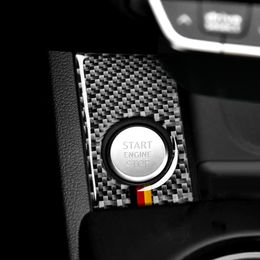 For Audi A4 A5 Carbon Fibre Car Engine Start Stop Ignition Cover Trim Key Ring Automotive Interior Stickers Decals 2017-2022267F