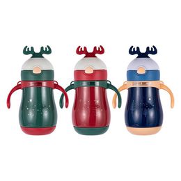 Custom Logo Christmas Cartoon Bottle Antler Elk Insulate Thermos Xmas Promotional 9oz Double Wall Vacuum Flasks