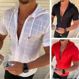 Men Summer Hooded T Shirt Clothing Casual Solid Short Sleeve Fashion Sport Tee Shirt Homme Slim Fit Tshirt