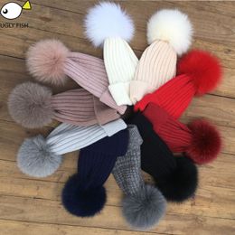 Skullies & Beanies knit ski and beanie pompon women winter pompon hat for women hat knitted winter cap fur knitted