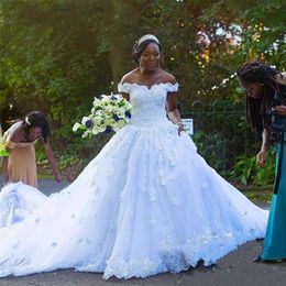 African Lace Wedding Dresses Off the Shoulder Beaded Crystals Appliques Lace Luxury Design Bridal Gowns Vestidos De Noiva L17