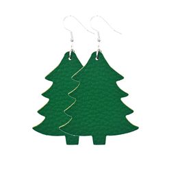 Fashion Christmas Tree Leather Earrings Christmas Gift for Women Printed Leather Drops Earring Fashion Jewellery