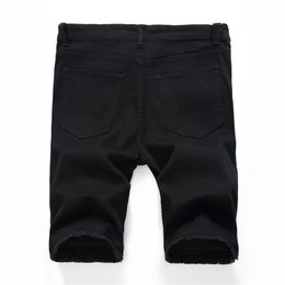 Denim Shorts Men Jeans Summer Stretch Slim Fit Short Jeans Mens Designer Cotton Casual Distressed Black Jean Knee Length Shorts275q