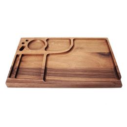 Latest Cool Natural Wood Multifunction Display Preroll Dry Herb Tobacco Lighter Roller Rolling Grinder Smoking Tray Grinder Plate DHL Free