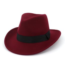 Men Women Wool Felt Panama Hats Western Cowboy Caps Wide Brim Sombrero Fedora Trilby Jazz Church Hat Floppy Cloche Cap