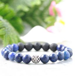 MG0839 8mm Natural Lapis Lazuli Bracelet Mens Rock Lava Stone Energy Bracelet Handmade Dainty Gemstone Bracelet