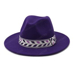 Fashion Unisex Wide Brim Fedora Ribbon Church Dress Derby Ladies Hat Panama Trilby Cap Fashion Hats Warm Winter Hats Caps