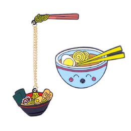 Hot selling cute cartoon creative noodles bowl with emotion pin badge brooch