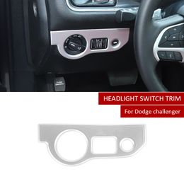 Silver Car Left Headlight Switch Button Trim for Dodge Challenger 2015+ Charger 2010+ Car Interior Accessories