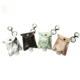 Hand Sanitizer Bottle Holder Marble Pattern Disinfection Water Bottle Holder PU Leather Perfume Covers Student Schoolbag Pendant BT545