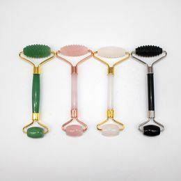 Face Roller Facial Massager Serrate Double-Head Jade Crystal powder Obsidian Dongling jade White jade Massage Roller Beauty Tool